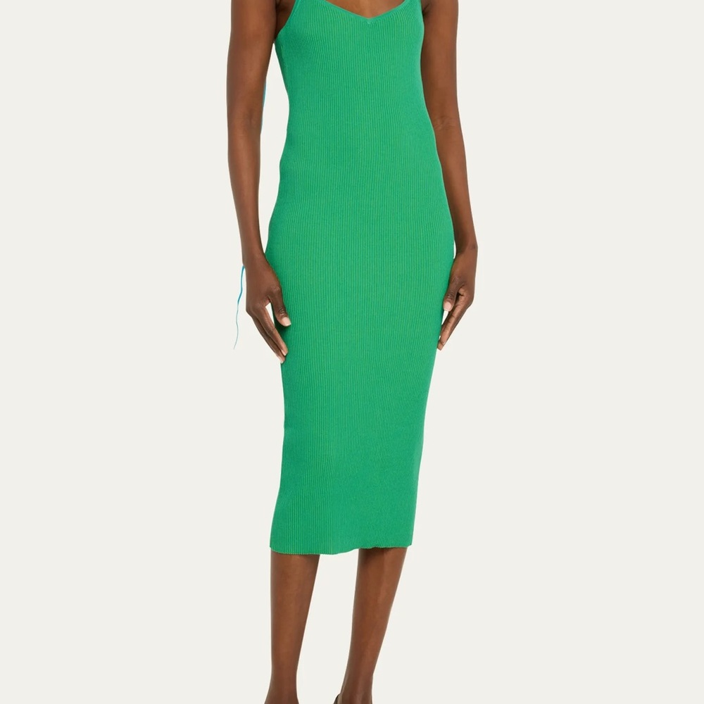 H&M Ribbed Midi Dress - Green - Picture 2 of 5